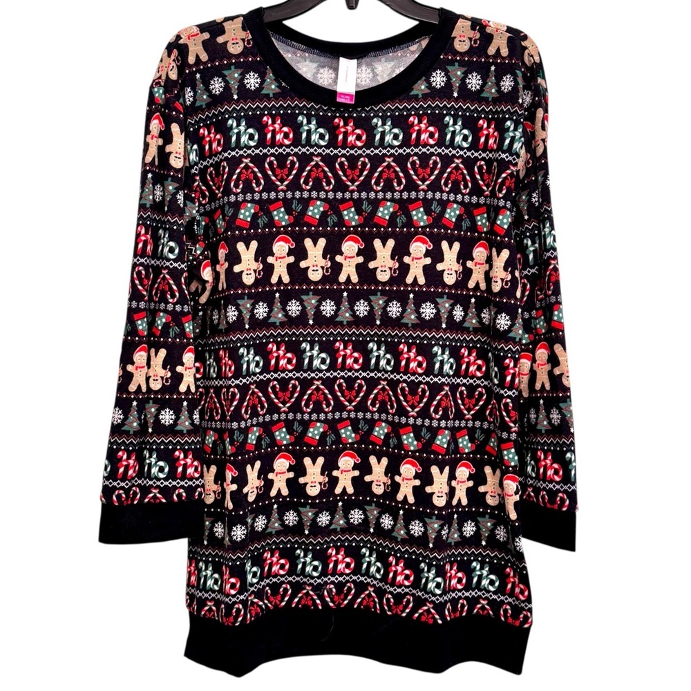 NOBO 3/4 Sleeve Tunic Length Crewneck Christmas Sweater Size XL (15-17) Juniors